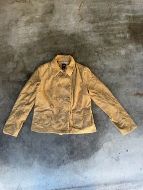 Gap Tan Corduroy Button Peacoat Woman’s M Double Breasted